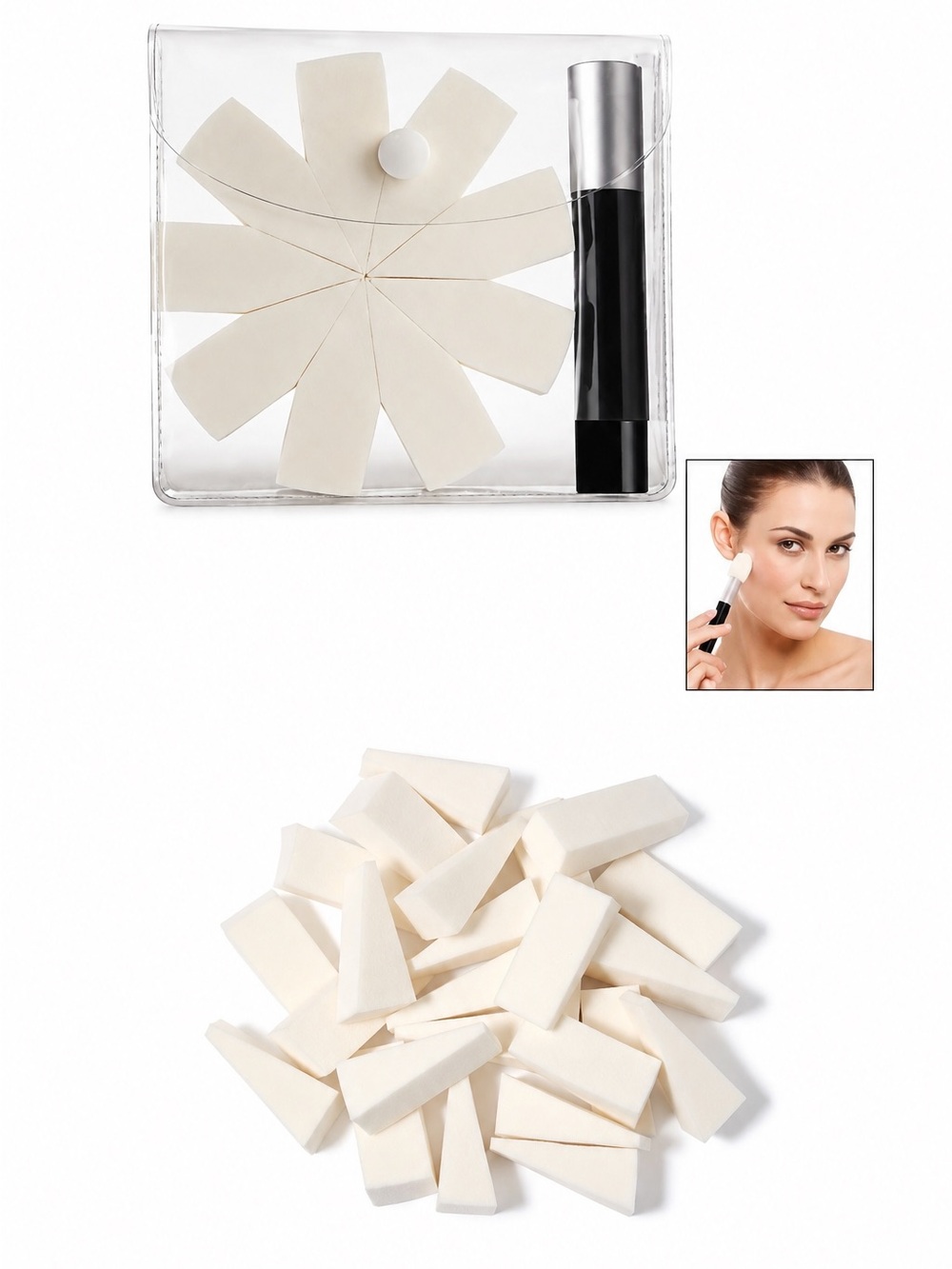AVON COSMETIC WEDGES & APPLICATOR KIT - WHITE (NEW WITH TAG)